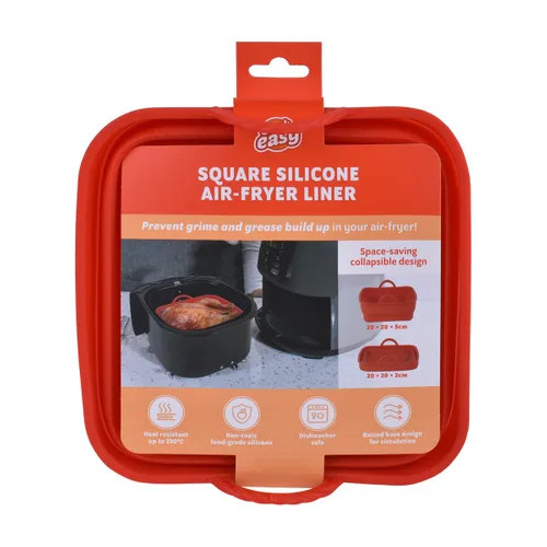 Collapsible silicone air-fryer liner square