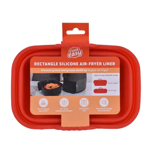 Collapsible silicone air-fryer liner rectangle