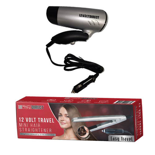 COMBO DEAL 12 Volt Direct Hair Dryer & FREE Hair Straightener